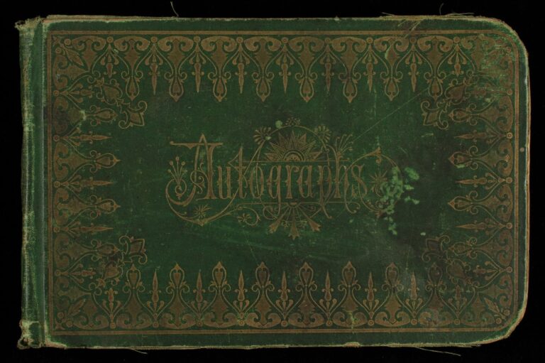 Green book with gold script and gilded design.