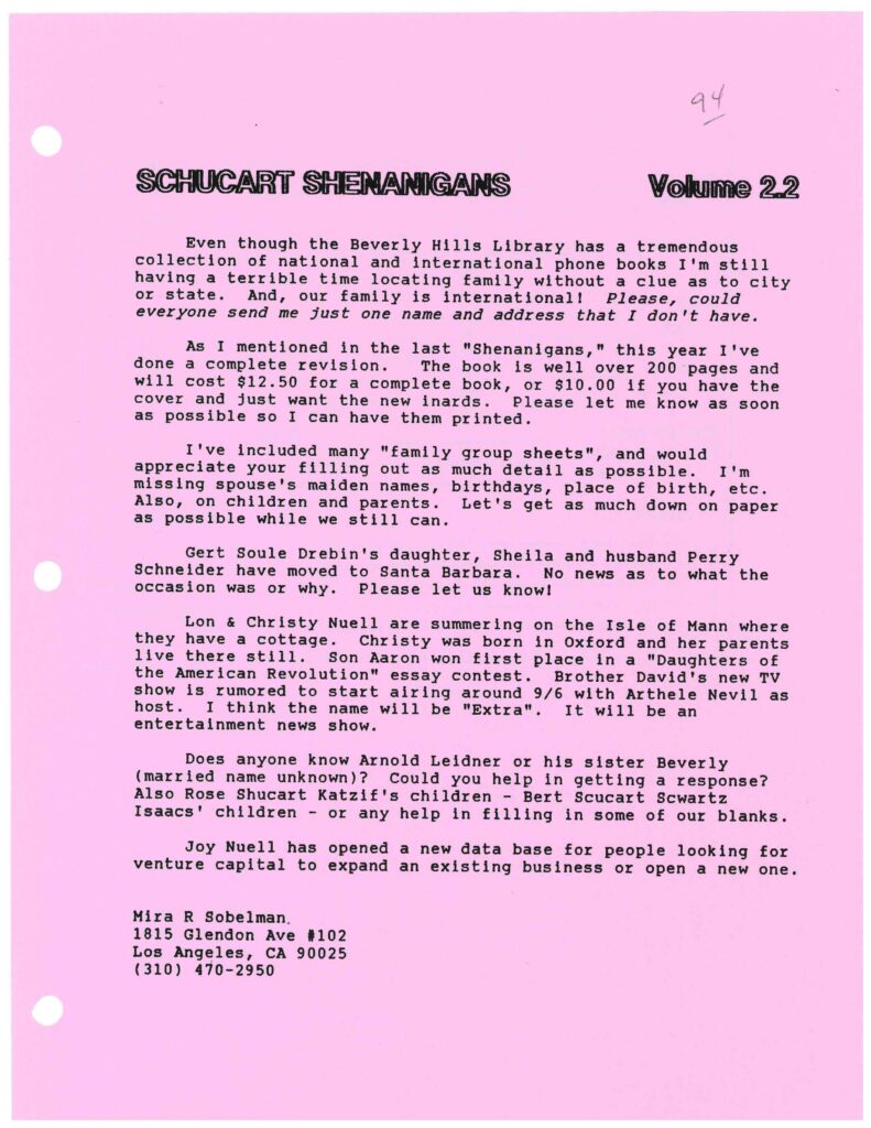 Family Newsletter